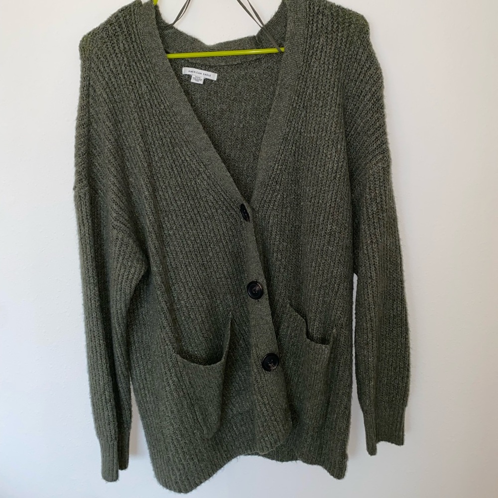 American Eagle Outfitters Sweater Cardigan | Size: Medium | Color: Green |